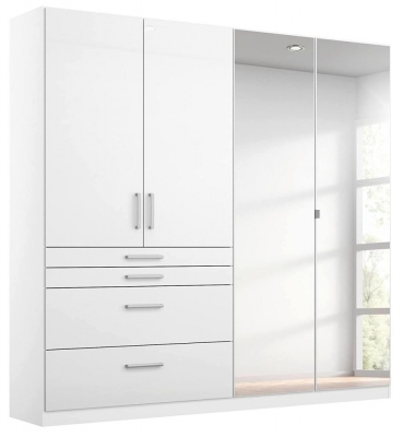 Product photograph of Homburg 4 Door 2 Mirror Combi Wardrobe In White - 181cm from Choice Furniture Superstore