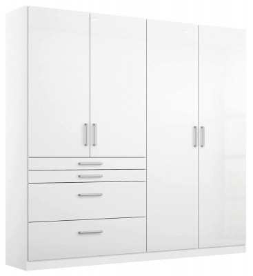 Product photograph of Homburg 4 Door Combi Wardrobe In White - 181cm from Choice Furniture Superstore