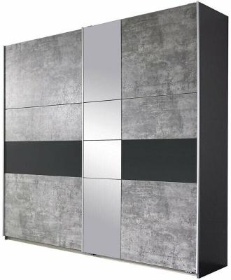 Product photograph of In Stock Rauch Korbach Metallic Grey And Stone Grey 2 Door Sliding Wardrobe With Mirror Includes Accessory Pack Basic 2 Clothes Rails 2 Shelves - 218cm from Choice Furniture Superstore