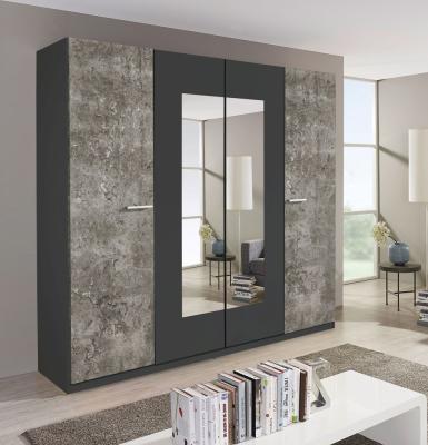 Product photograph of Borba 4 Door Wardrobe In Grey - 181cm from Choice Furniture Superstore