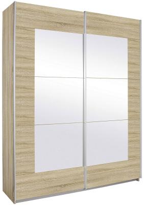 Alegro 2 Door Sliding Wardrobe In Oak With Partially Mirror W 181cm