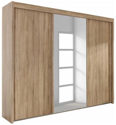 Imperial 3 Door 1 Mirror Sliding Wardrobe In Oak W 250cm