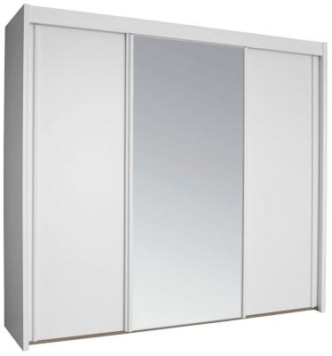 Imperial 3 Door 1 Mirror Sliding Wardrobe In White W 250cm