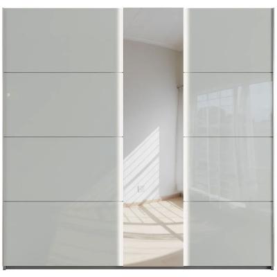 Product photograph of Rauch Miramar 2 Door Sliding Wardrobe In Silk Grey Glass And Mirror Front With Lights - W 226cm from Choice Furniture Superstore