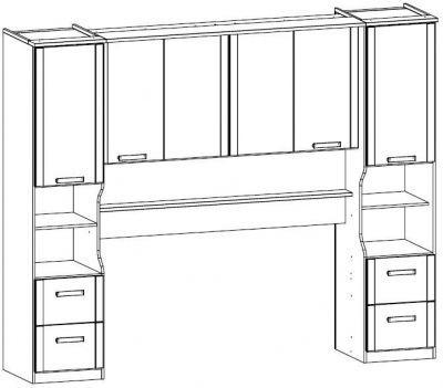 Product photograph of Rauch Rivera Overbed Unit With Wall Panel And Bookshelf from Choice Furniture Superstore
