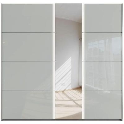 Product photograph of Rauch Miramar 226cm Silk Grey Glass Lights 2 Door Mirror Sliding Wardrobe from Choice Furniture Superstore