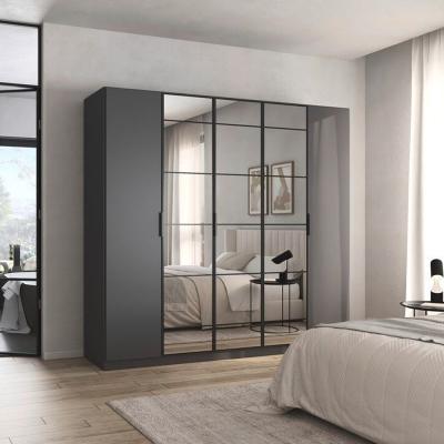 Rauch Acero 226cm 5 Door Mirror Wardrobe Metallic Grey