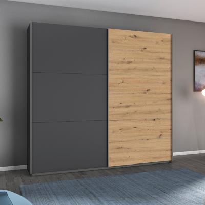 Rauch Aurelia 218cm 2 Door Sliding Wardrobe Metallic Grey And Artisan Oak