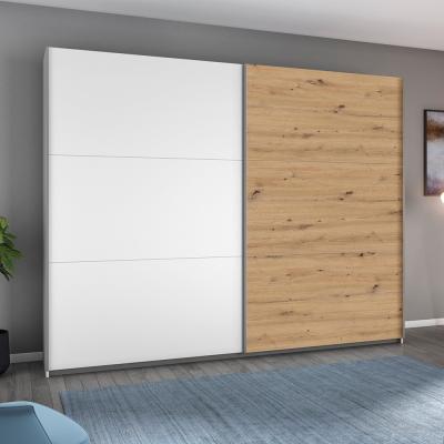 Rauch Aurelia 261cm 2 Door Sliding Wardrobe Alpine White And Artisan Oak