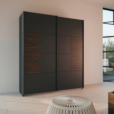Rauch Barea 181cm 2 Door Sliding Wardrobe Metallic Grey And Atlantic Dark Oak