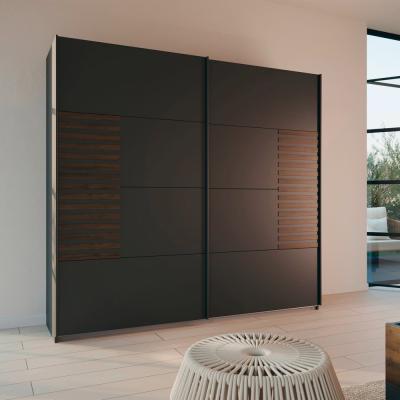Rauch Barea 226cm 2 Door Sliding Wardrobe Metallic Grey And Atlantic Dark Oak