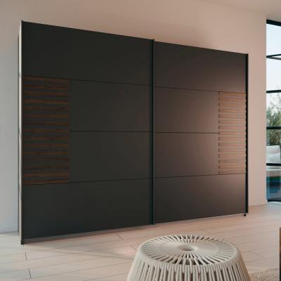 Rauch Barea 271cm 2 Door Sliding Wardrobe Metallic Grey And Atlantic Dark Oak