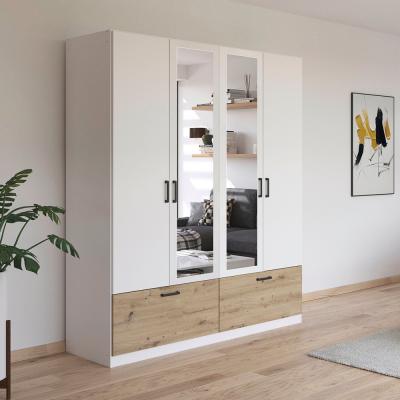 Rauch Bari 181cm 4 Door Combi Wardrobe With Drawers Alpine White And Artisan Oak