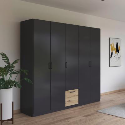 Rauch Bari 226cm 5 Door Wardrobe Metallic Grey And Artisan Oak
