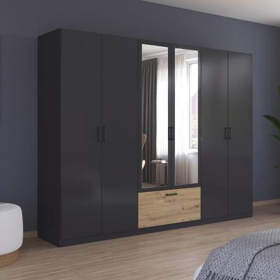 Rauch Bari 271cm 6 Door Combi Wardrobe Metallic Grey And Artisan Oak
