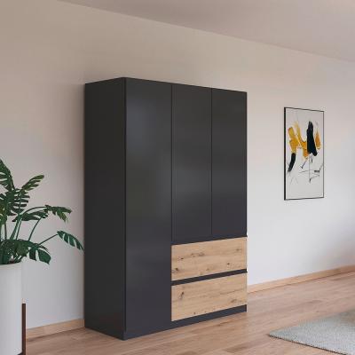 Rauch Costa 136cm 3 Door Wardrobe With Drawers Metallic Dark Grey And Artisan Oak