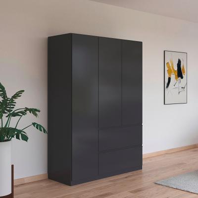 Rauch Costa 136cm 3 Door Wardrobe With Drawers Metallic Dark Grey