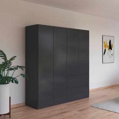 Rauch Costa 181cm 4 Door Wardrobe With Drawers Metallic Dark Grey