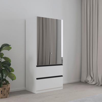 Rauch Costa 91cm 2 Door Combi Wardrobe With Metallic Dark Grey Handle Alpine White
