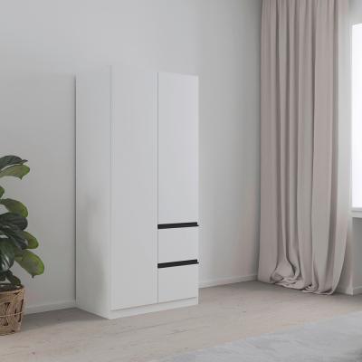 Rauch Costa 91cm 2 Door Wardrobe With Lhf Drawers And Metallic Dark Grey Handle Alpine White