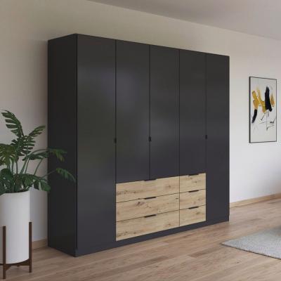 Rauch Davoa 226cm 5 Door Wardrobe Metallic Dark Grey And Artisan Oak
