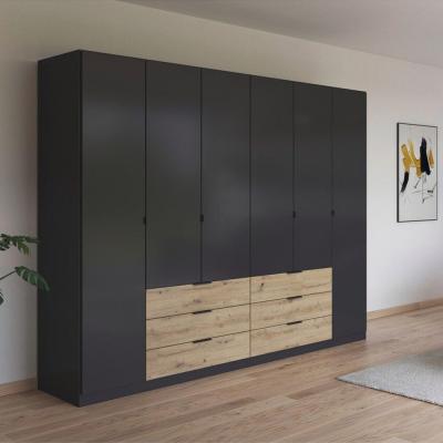 Rauch Davoa 271cm 6 Door Wardrobe Metallic Dark Grey And Artisan Oak
