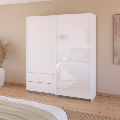 Rauch Elara 181cm 2 Door Combi Sliding Wardrobe Alpine White And White Glass