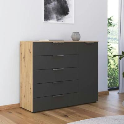 Rauch Flipp 1 Door Sideboard With Adjustable Height 120cm Artisan Oak And Graphite