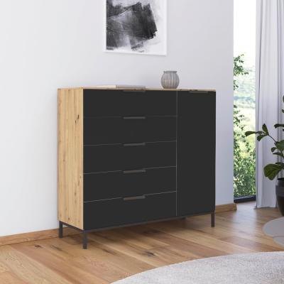 Rauch Flipp 1 Door Sideboard With Metal Base 120cm Artisan Oak And Graphite