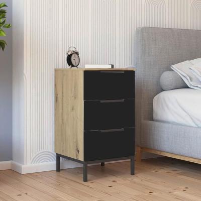 Rauch Flipp 3 Drawer Bedside Cabinet With Metal Base Artisan Oak And Graphite
