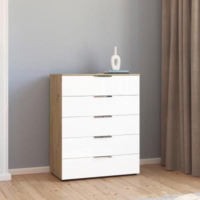 Rauch Flipp 5 Drawer Chest With Adjustable Height Artisan Oak And Alpine White