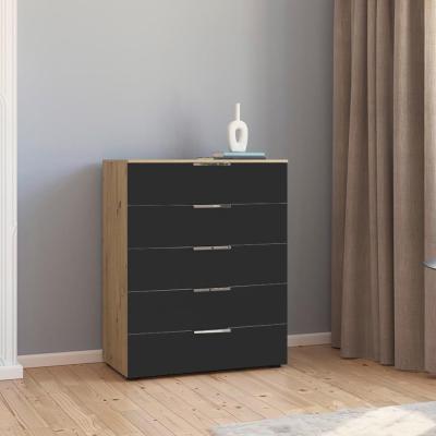 Rauch Flipp 5 Drawer Chest With Adjustable Height Artisan Oak And Graphite