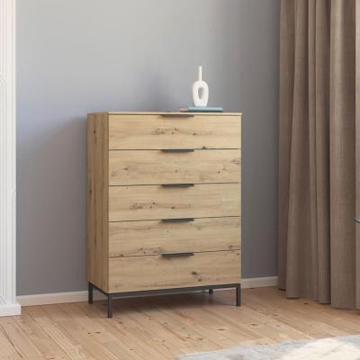 Rauch Flipp 5 Drawer Chest With Metal Base Artisan Oak