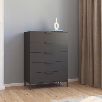 Rauch Flipp 5 Drawer Chest With Metal Base Graphite