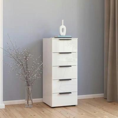 Rauch Flipp 5 Drawer Tall Chest With Adjustable Height Alpine White And White Glass