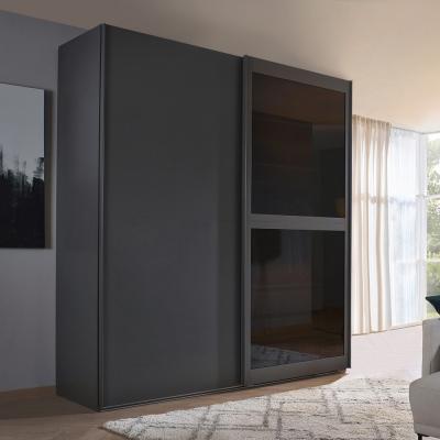 Rauch Lumis 201cm 2 Door Sliding Wardrobe Graphite And Grey Glass