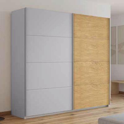 Rauch Malva 226cm 2 Door Sliding Wardrobe Silk Grey And Oak