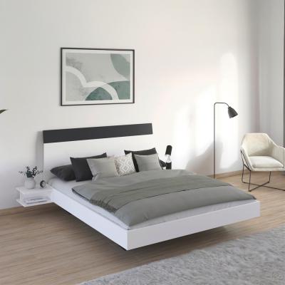 Rauch Monza 5ft King Size Bed With 2 Hanging Bedside Table Alpine White And Metallic Dark Grey
