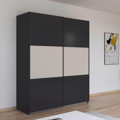 Rauch Neo 175cm 2 Door Sliding Wardrobe Metallic Dark Grey And Champagne
