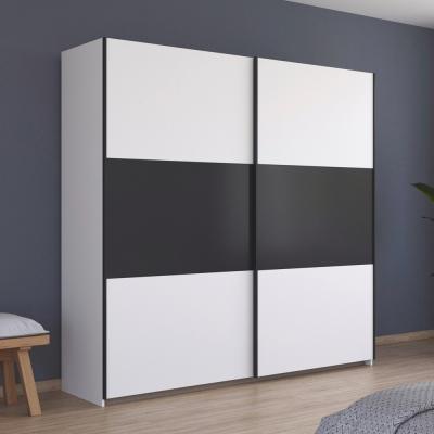 Rauch Neo 218cm 2 Door Sliding Wardrobe Alpine White And Metallic Dark Grey
