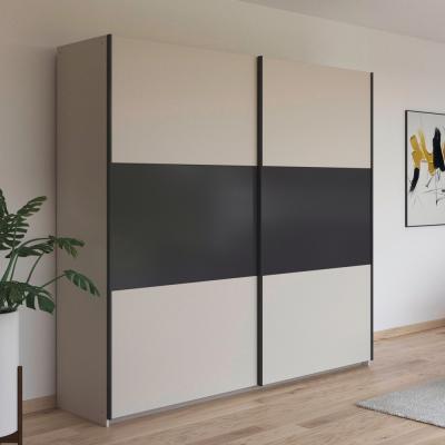 Rauch Neo 218cm 2 Door Sliding Wardrobe Champagne And Metallic Dark Grey
