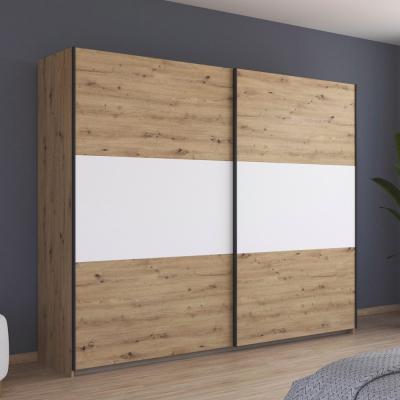 Rauch Neo 261cm 2 Door Sliding Wardrobe Artisan Oak And Alpine White