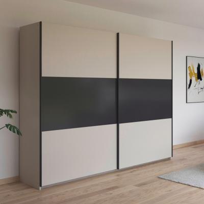 Rauch Neo 261cm 2 Door Sliding Wardrobe Champagne And Metallic Dark Grey