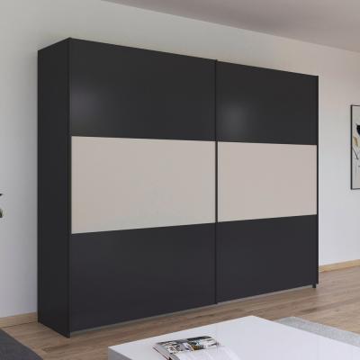 Rauch Neo 261cm 2 Door Sliding Wardrobe Metallic Dark Grey And Champagne