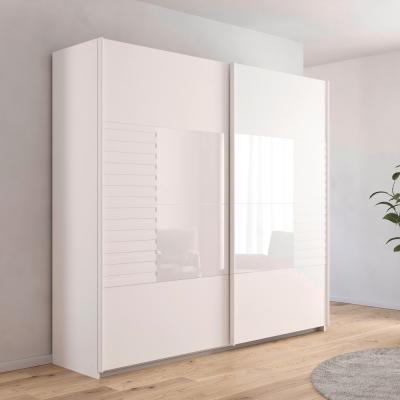 Rauch Ruga 226cm 2 Door Sliding Wardrobe Alpine White And White Glass