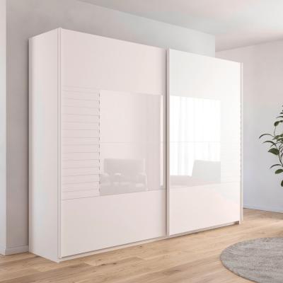 Rauch Ruga 271cm 2 Door Sliding Wardrobe Alpine White And White Glass