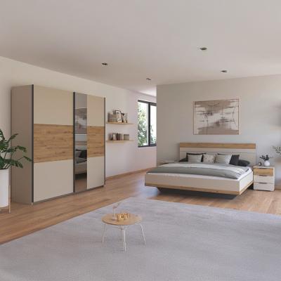 Rauch Sajo 160cm Bedroom Set With Mirror Wardrobe Champagne And Artisan Oak
