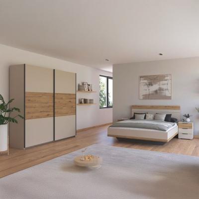 Rauch Sajo 160cm Bedroom Set With Wardrobe Champagne And Artisan Oak