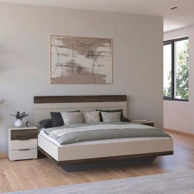 Rauch Sajo 5ft King Size Bed With 2 Bedside Cabinet Champagne And Atlantic Dark Oak