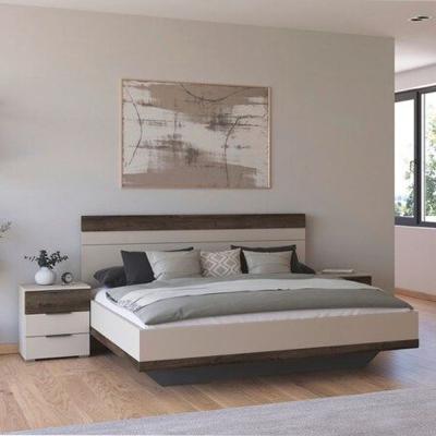 Rauch Sajo 6ft Queen Size Bed With 2 Bedside Cabinet Champagne And Atlantic Dark Oak
